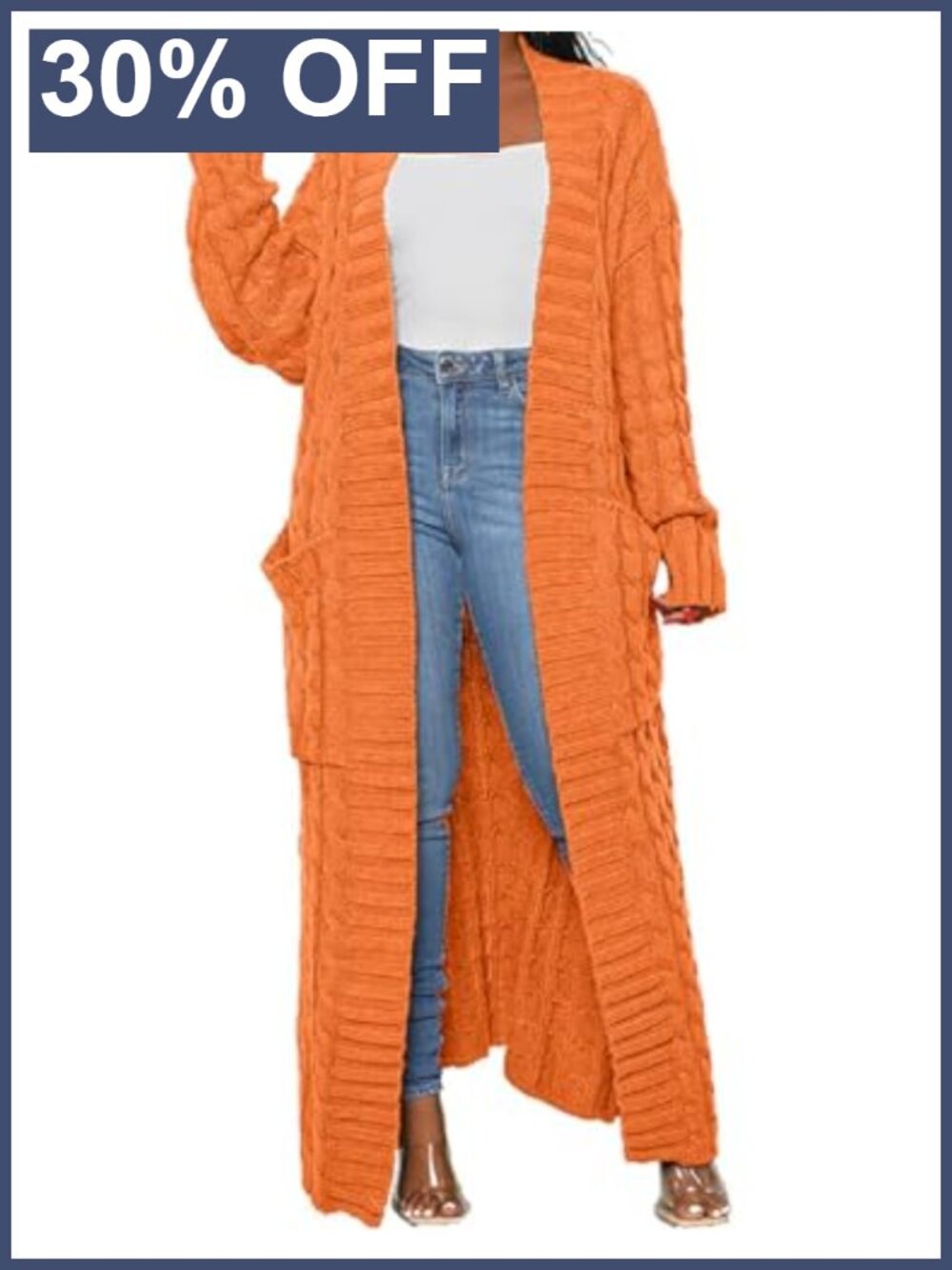Cable Knit Chunky Dual Pocket Cardigan